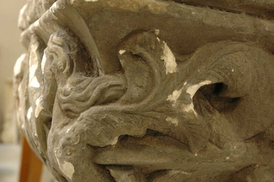 Gothic stone capital with coat of arms Gothic stone capital with coat of arms-2