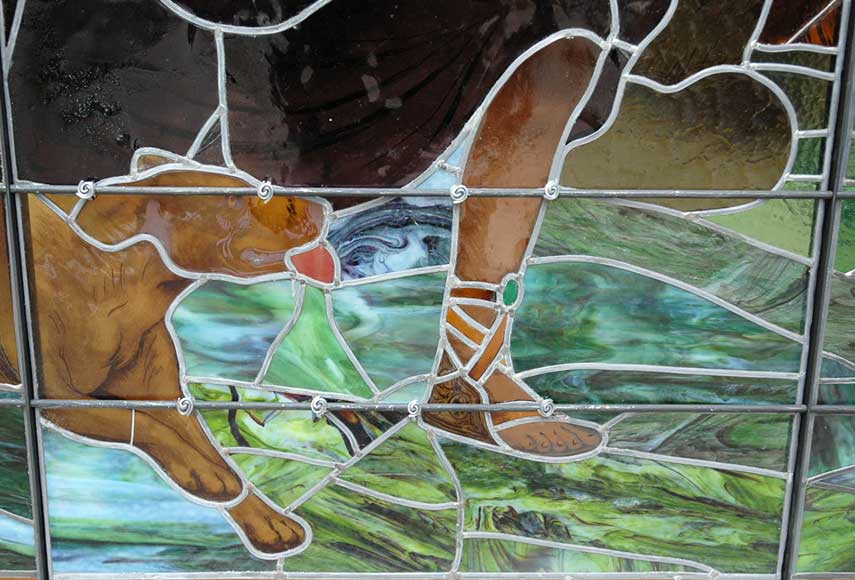 Stained glass window, painted by Thomas from Valence, 1915 Stained glass window, painted by Thomas from Valence, 1915-10