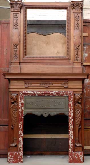 Mahogany fireplace mantel and trumeau Mahogany fireplace mantel and trumeau-0