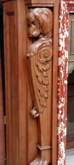 Mahogany fireplace mantel and trumeau Mahogany fireplace mantel and trumeau-7