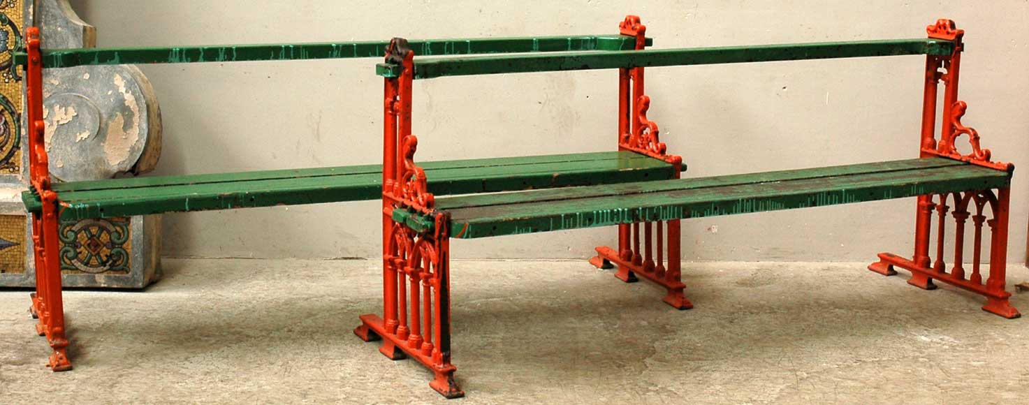 Pair of Gothic Benchs from 1860 Pair of Gothic Benchs from 1860-0