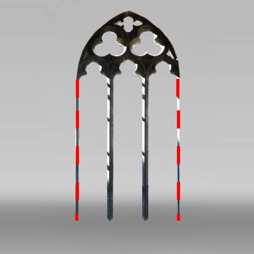 Neo-gothic stone window frame from Soignies