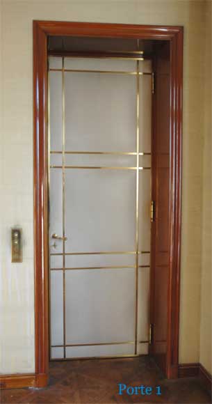 Four leather and brass doors Four leather and brass doors-0