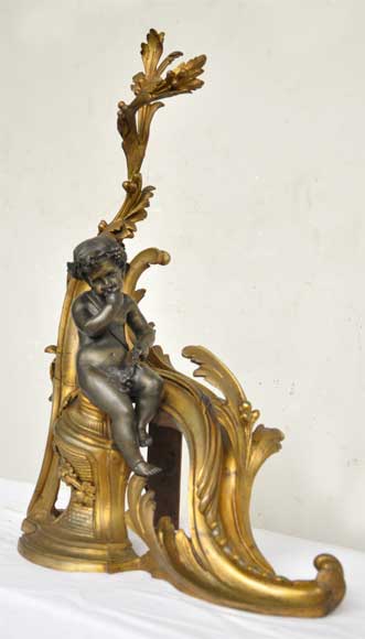 Antique firedogs with wine allegory Antique firedogs with wine allegory-2