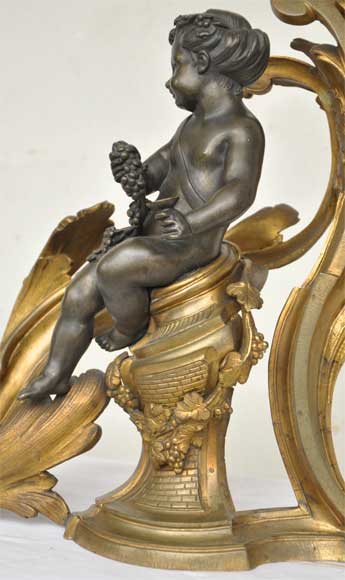 Antique firedogs with wine allegory Antique firedogs with wine allegory-5