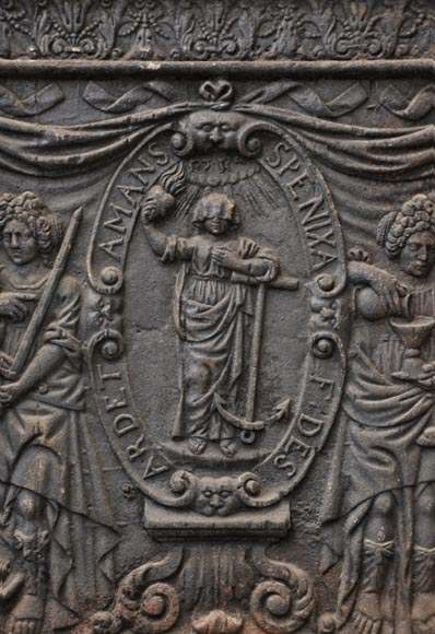 Big antique fireback with jansenist decoration Big antique fireback with jansenist decoration-1