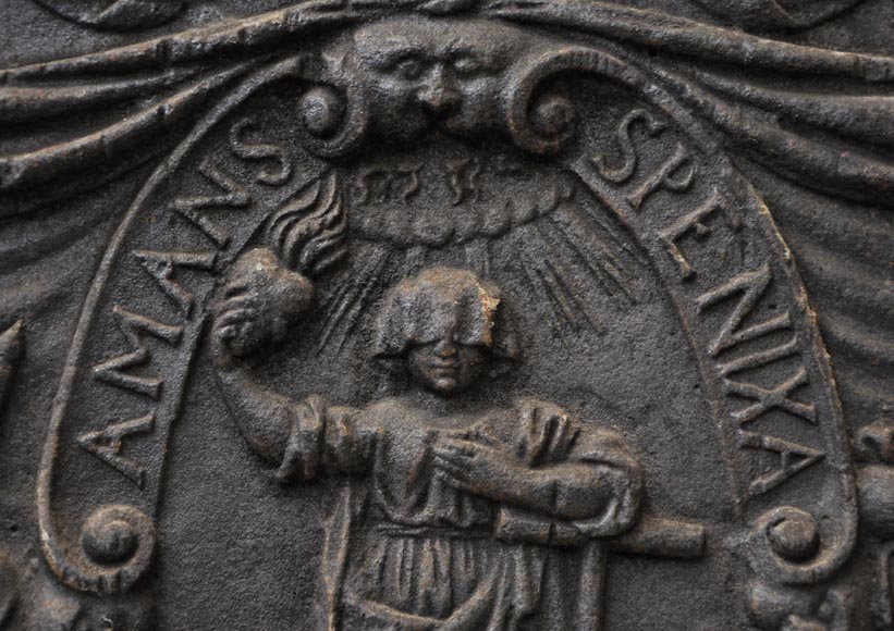 Big antique fireback with jansenist decoration Big antique fireback with jansenist decoration-2
