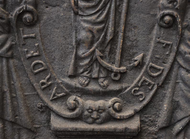 Big antique fireback with jansenist decoration Big antique fireback with jansenist decoration-3