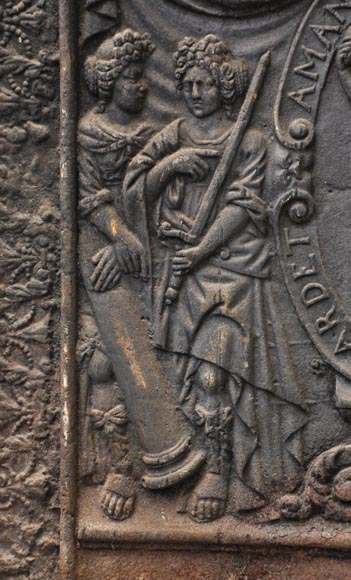 Big antique fireback with jansenist decoration Big antique fireback with jansenist decoration-4