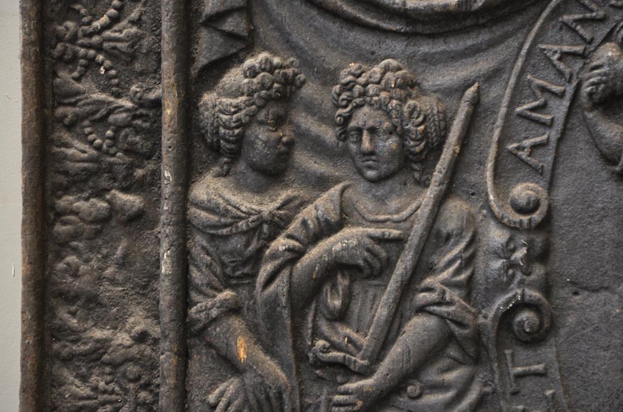 Big antique fireback with jansenist decoration Big antique fireback with jansenist decoration-5