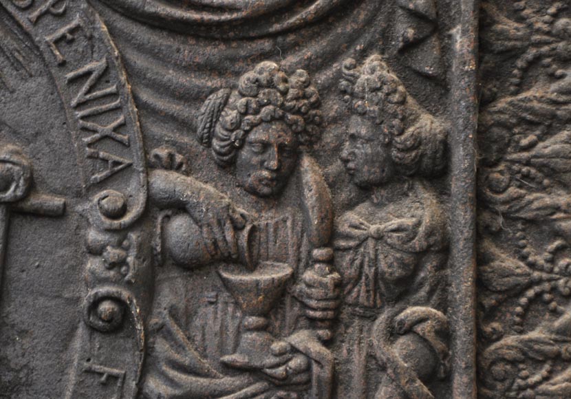 Big antique fireback with jansenist decoration Big antique fireback with jansenist decoration-7