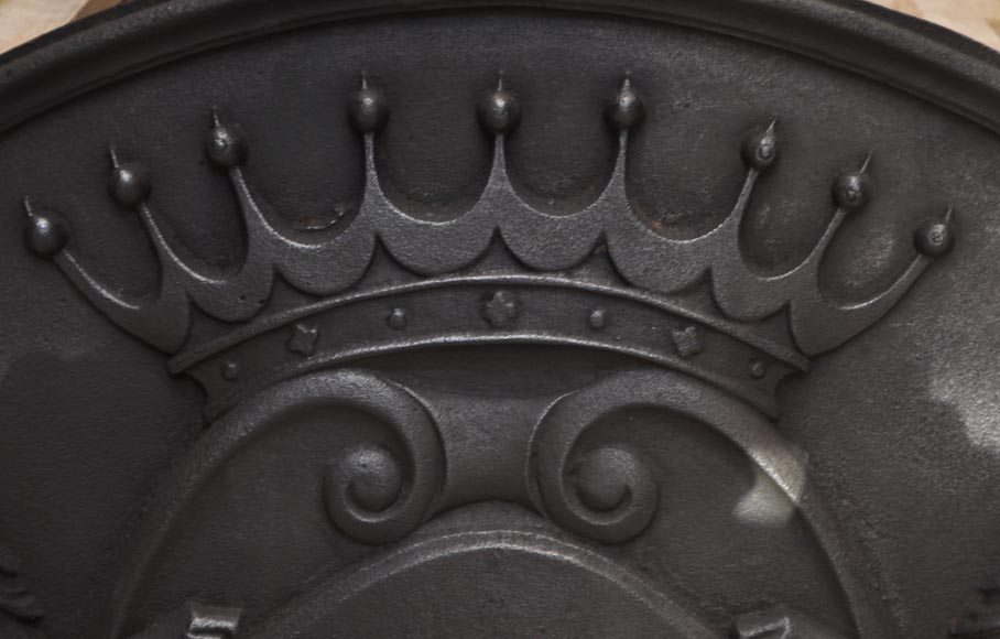 Cast iron fireback with roosters and lions decoration Cast iron fireback with roosters and lions decoration-4