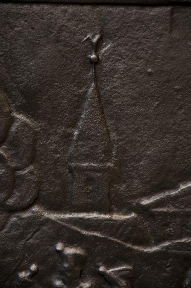 Cast iron fireback with Napoleon's soldiers Cast iron fireback with Napoleon's soldiers-3