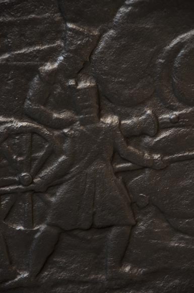 Cast iron fireback with Napoleon's soldiers Cast iron fireback with Napoleon's soldiers-5