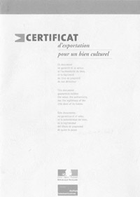 Export certificate