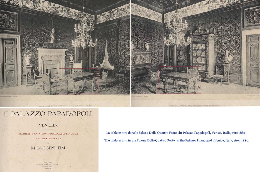 The table coming from an exceptional furniture set realized by Moses Michelangelo Guggenheim for the Palazzo Papadopoli in Venice,  Italy-9