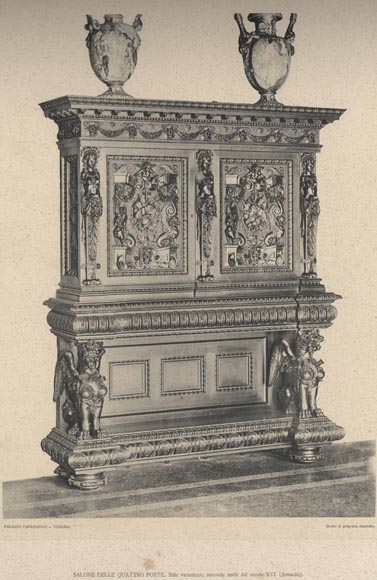 A sumptuous sculpted credenza coming from an exceptional furniture set realized by Moses Michelangelo Guggenheim for the Palazzo Papadopoli in Venice, Italy-16