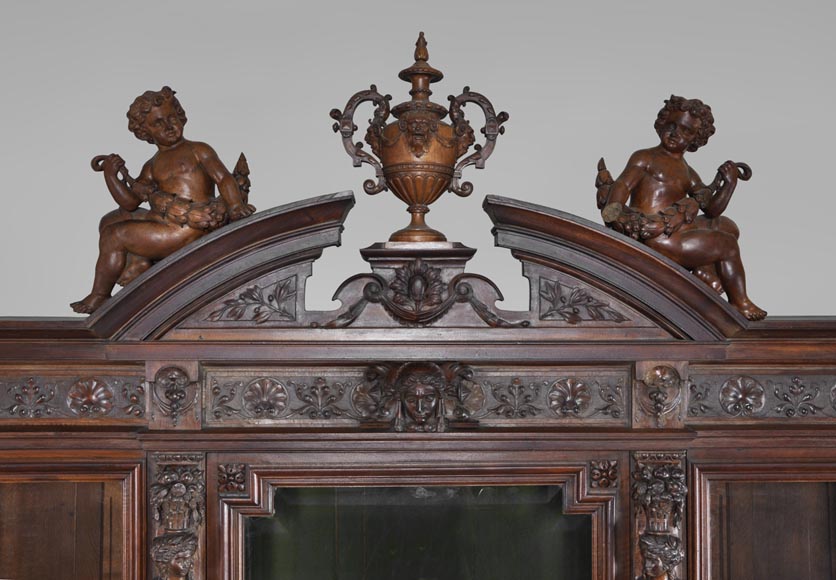 Beautiful antique carved walnut wood dining room set by the french cabinetmaker Paul Mazaroz-2