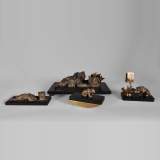 Nikolai Iwanowitsch Lieberich (model by) for the Woerffel Foundry in Saint-Petersbourg - Antique Bronze and black marble writing set