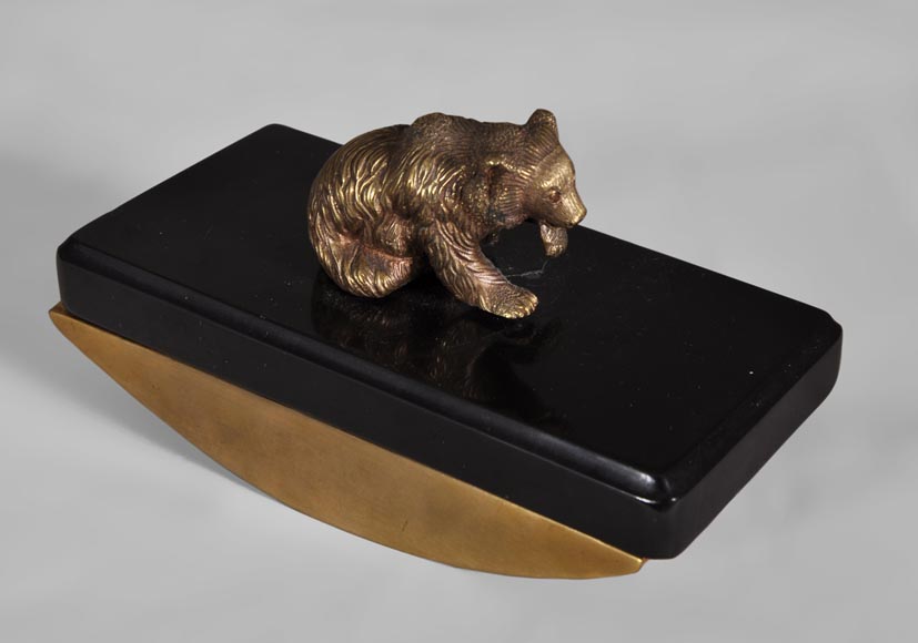 Nikolai Iwanowitsch Lieberich (model by) for the Woerffel Foundry in Saint-Petersbourg - Antique Bronze and black marble writing set-12