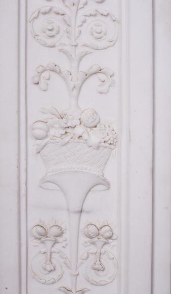 Carrara marble mantel with Vulcan's forge cartouche-7