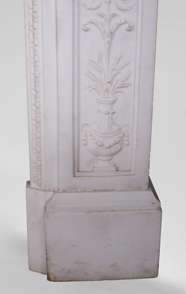Carrara marble mantel with Vulcan's forge cartouche-11