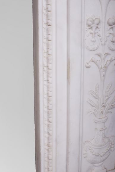 Carrara marble mantel with Vulcan's forge cartouche-12