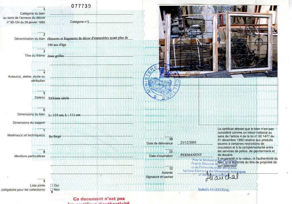 Export certificate