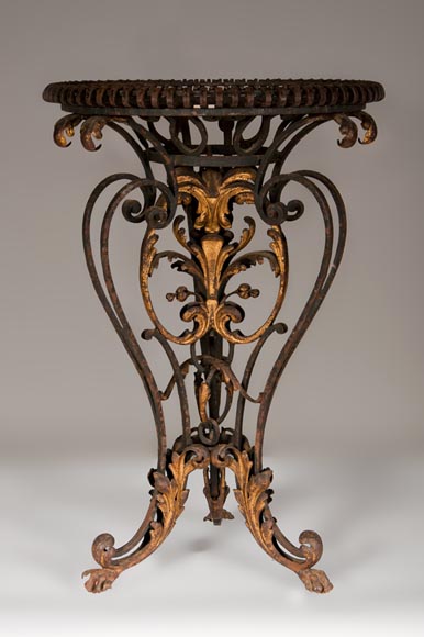 Louis XV style brazier in gilt wrought iron-0
