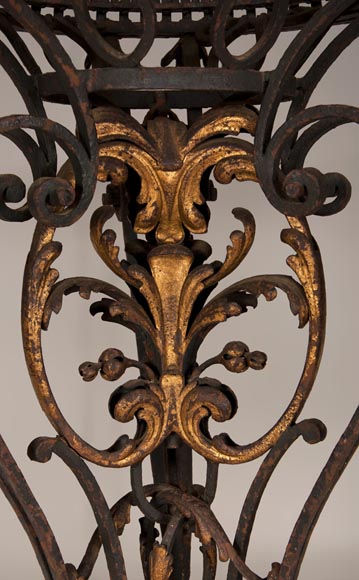Louis XV style brazier in gilt wrought iron-1