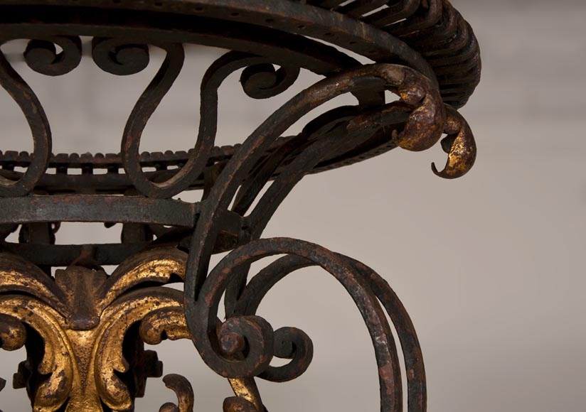 Louis XV style brazier in gilt wrought iron-2