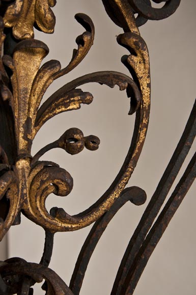 Louis XV style brazier in gilt wrought iron-3