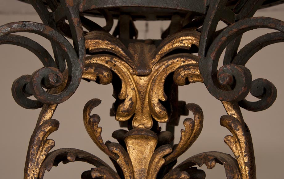 Louis XV style brazier in gilt wrought iron-4