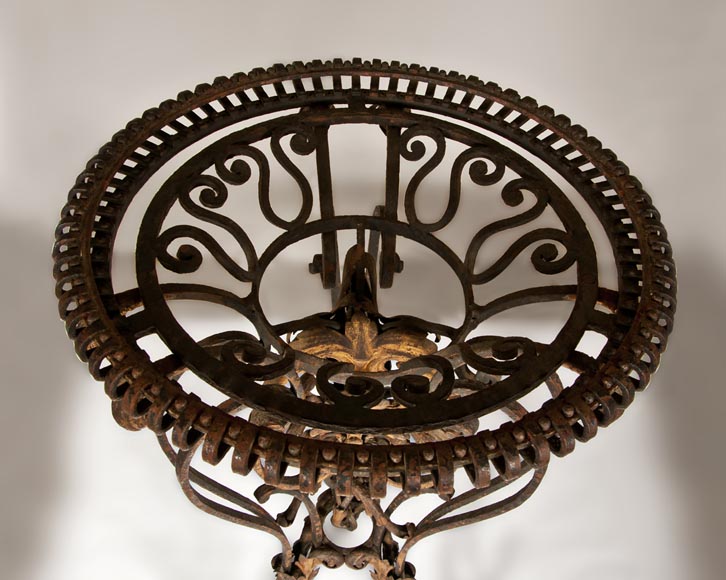 Louis XV style brazier in gilt wrought iron-5