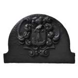 Beautiful curved cast iron fireback with Paris coat of Arms