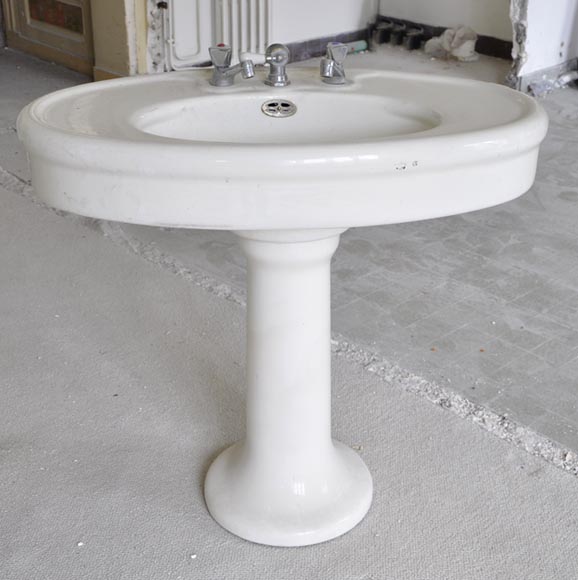 Antique earthenware pedestal sink-0