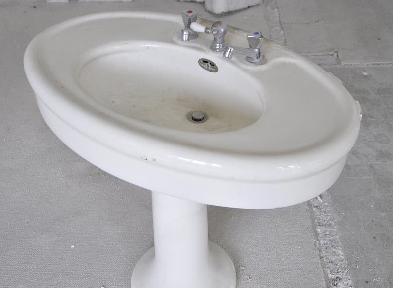 Antique earthenware pedestal sink-1