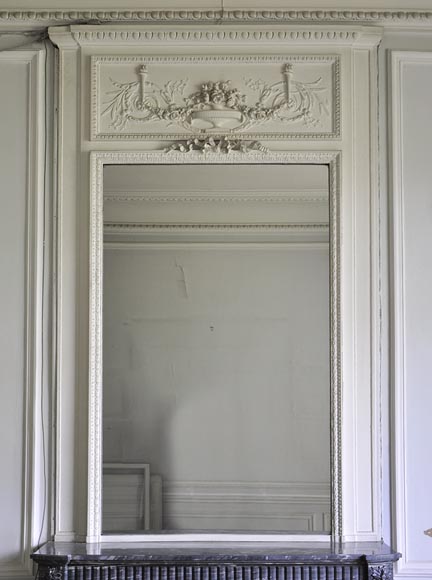 Large antique Louis XVI style overmantel mirror with mercury glass-0