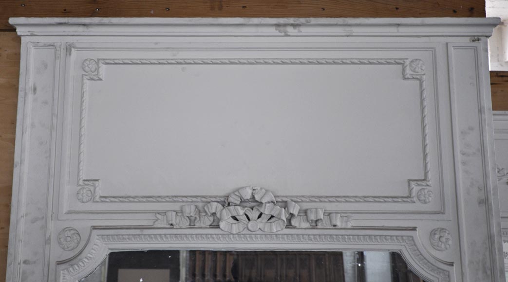 Antique Louis Xvi Style Overmantel Mirror With Tied Ribbon Antique Louis Xvi Style Overmantel Mirror With Tied Ribbon