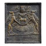 Important antique fireback with Jean Bouhier de Savigny coat of arms, first half of the 18th century