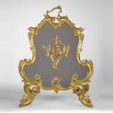 Antique Louis XV style gilt bronze fire screen with a Winter Allegory