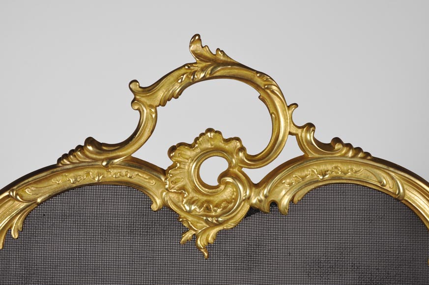 Antique Louis XV style gilt bronze fire screen with a Winter Allegory-2