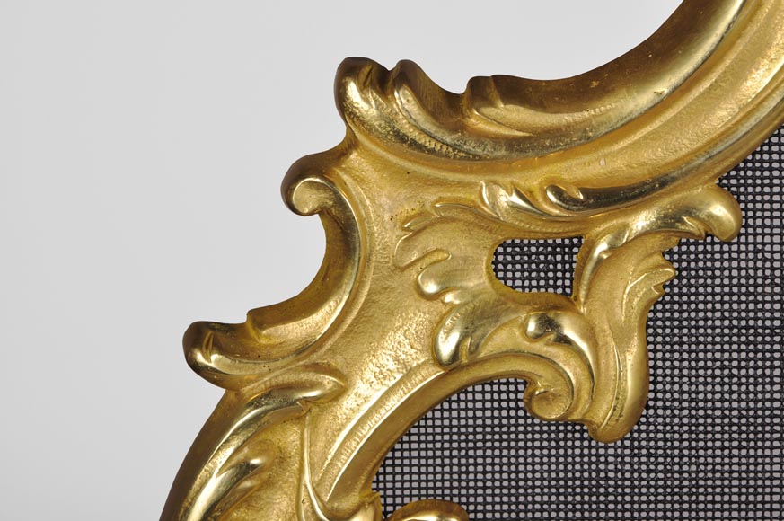 Antique Louis XV style gilt bronze fire screen with a Winter Allegory-8