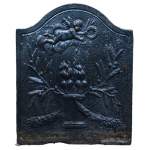 Two hearts burning on an altar, antique small Louis XVI period fireback