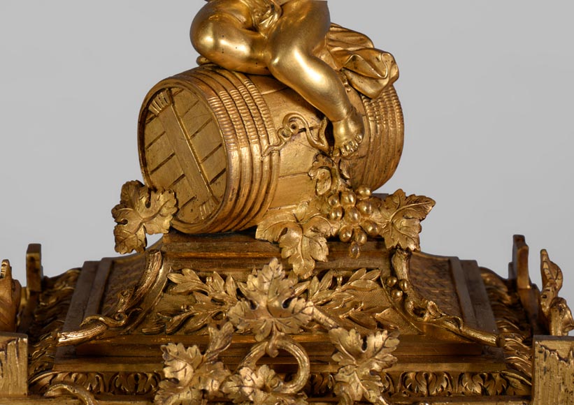 A Napoleon III style clock made out of porcelain and gilded bronze