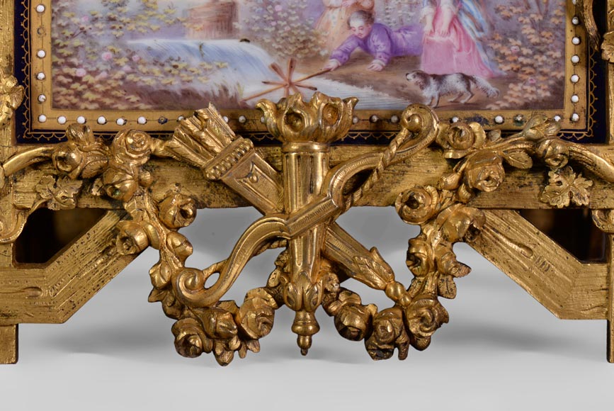 A Napoleon III style clock made out of porcelain and gilded bronze