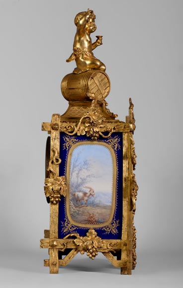 A Napoleon III style clock made out of porcelain and gilded bronze
