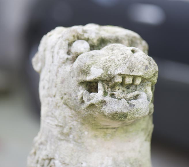 Lion, antique stone garden statue from the 17th century-2