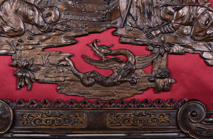 Maison MARNYHAC (att. to) - Antique Chinese style firescreen in brown patina bronze, second half of the 19th century-7