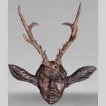 STEINER Hermann (1878-1963) carved wooden and deer antler faun mask